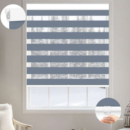 Kincmo No Drill Cordless Zebra Shades 100% Blackout - Gentle