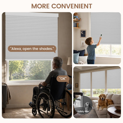Kincmo No Drill Cellular Shades, Motorized 100% Blackout