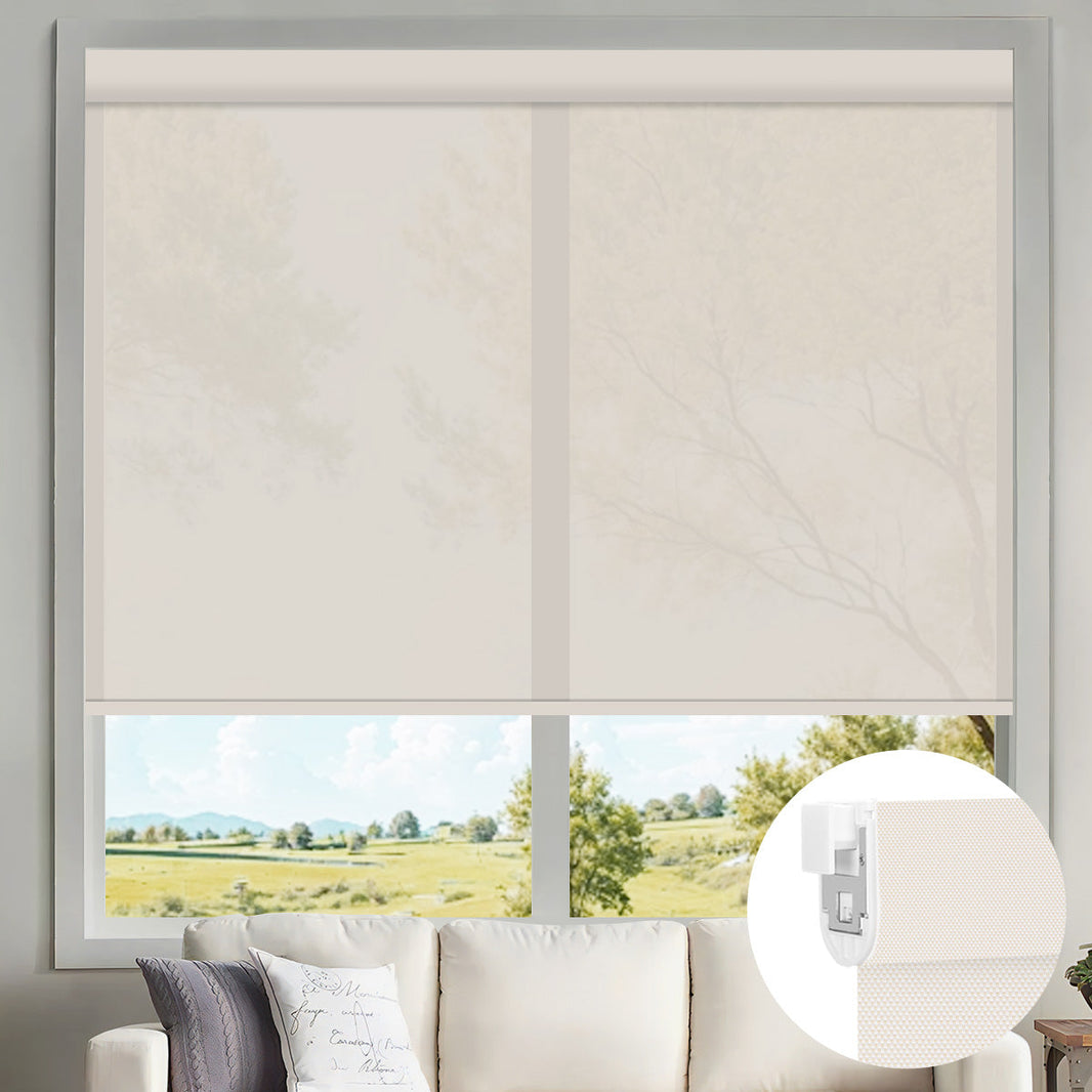 Kincmo No Drill Motorized Solar Shades, 0%/1%/3%/5% Openness For UV Protection