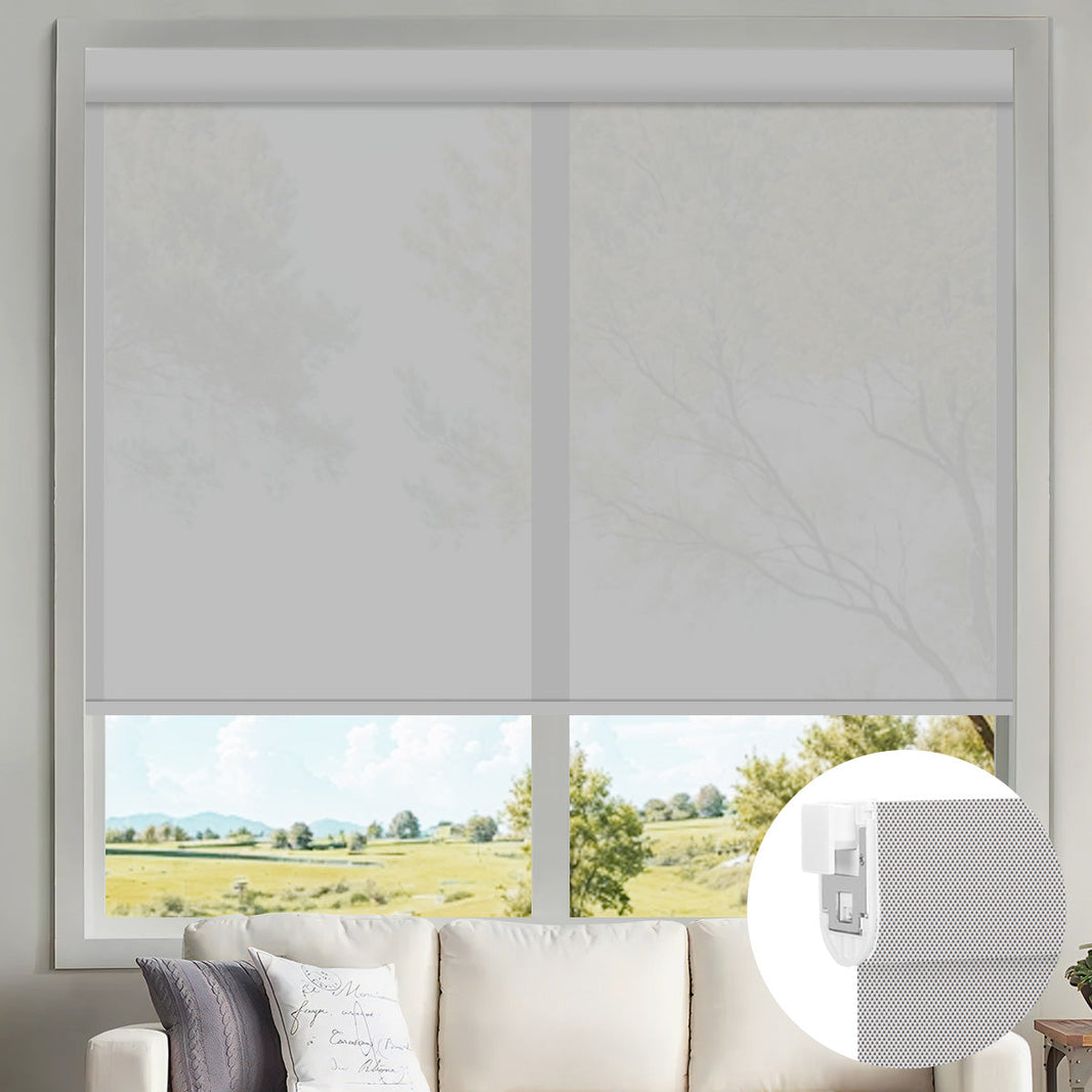 Kincmo No Drill Motorized Solar Shades, 0%/1%/3%/5% Openness For UV Protection