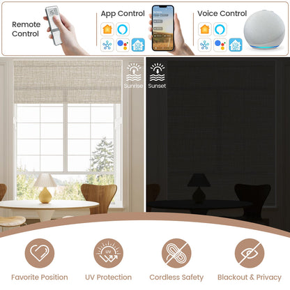Kincmo No Drill Roller Shades, Motorized 70% Blackout Light Filtering - Aurora