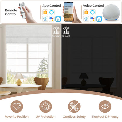Kincmo No Drill Roller Shades, Motorized 75% Blackout Light Filtering - Dreamy