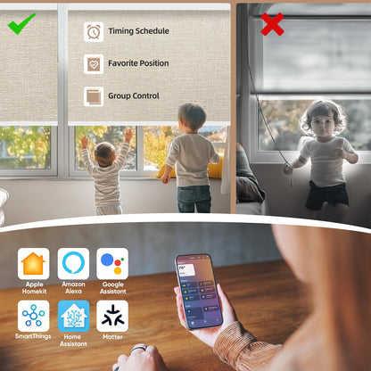 Kincmo Motorized Roller Shades 100% Blackout - Aurora