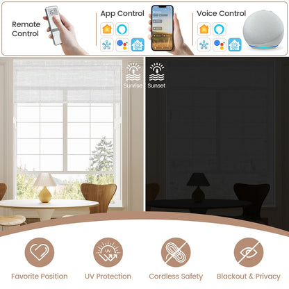 Kincmo No Drill Roller Shades, Motorized 50% Blackout Light Filtering - Sheer