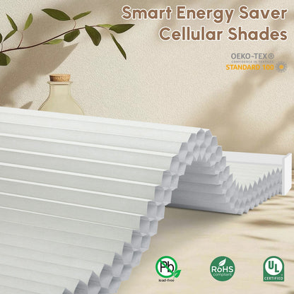 Kincmo No Drill Cellular Shades, Motorized 100% Blackout | Double-Cell