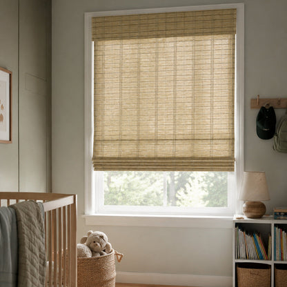 Kincmo Cordless Woven Wood Shades 50%/70%/100% Blackout - Organic Texture