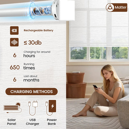 Kincmo Motorized Light Filtering Roller Shades 60% Blackout - Atlantic