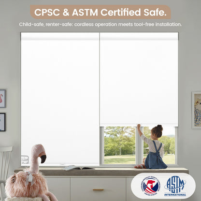 Kincmo No Drill Cordless Roller Shades 100% Blackout - WaterProof Vinyl