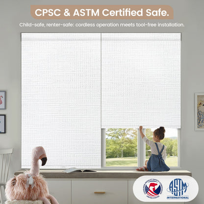 Kincmo No Drill Cordless Roller Shades 100% Blackout - Weave