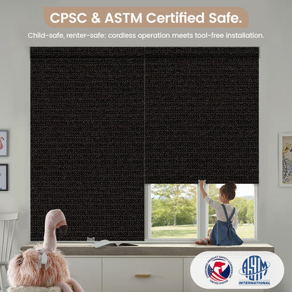 Kincmo No Drill Cordless Roller Shades 100% Blackout - Eclipse