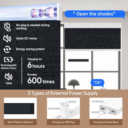 Kincmo Motorized Roller Shades 100% Blackout - Eclipse