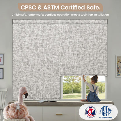 Kincmo No Drill Cordless Roller Shades 100% Blackout - Mist