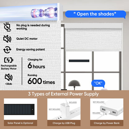 Kincmo Motorized Roller Shades 100% Blackout - Aqua Waves