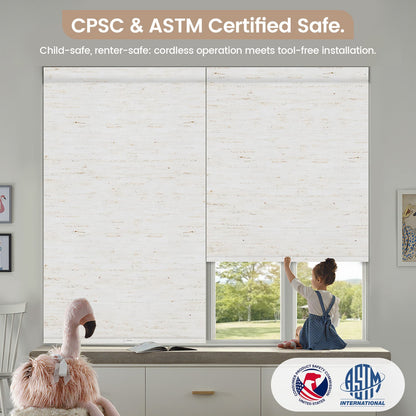 Kincmo No Drill Cordless Roller Shades 100% Blackout  - Linen