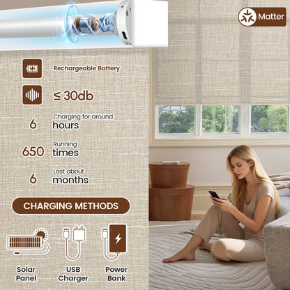 Kincmo Motorized Light Filtering Roller Shades 70% Blackout - Aurora