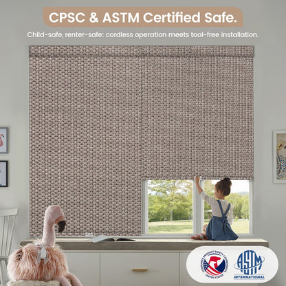 Kincmo No Drill Cordless Roller Shades 100% Blackout - Groove