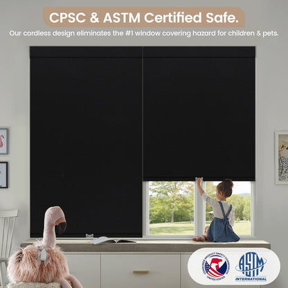 Kincmo Cordless 100% Blackout Roller Shades - Pure