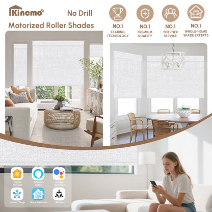 Kincmo No Drill Roller Shades, Motorized 100% Blackout - Starscape