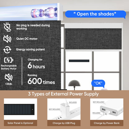 Kincmo Motorized Roller Shades 100% Blackout - Dual Sided