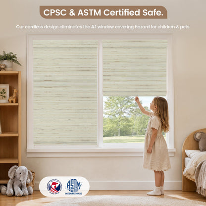 Kincmo Cordless Woven Wood Shades 50%/70%/100% Blackout - Designer