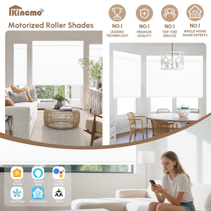 Kincmo Motorized Roller Shades 100% Blackout - WaterProof Vinyl