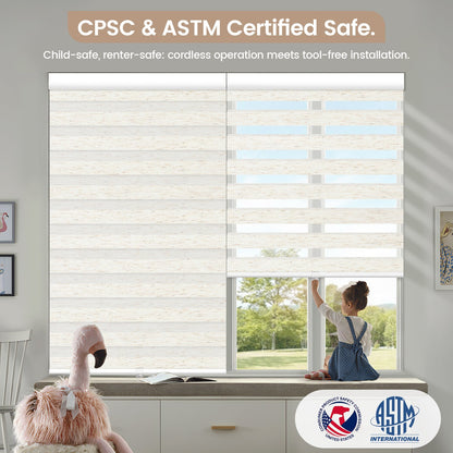 Kincmo No Drill Cordless Zebra Shades 75% Blackout - Linen
