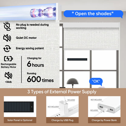 Kincmo Motorized Roller Shades 100% Blackout - Classic