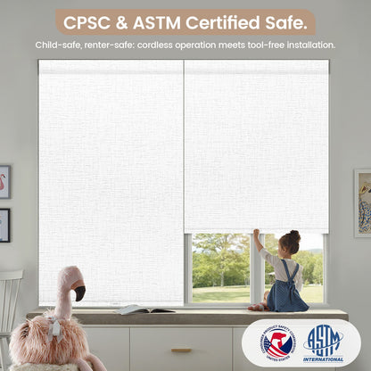 Kincmo No Drill Cordless Roller Shades 100% Blackout - Classic