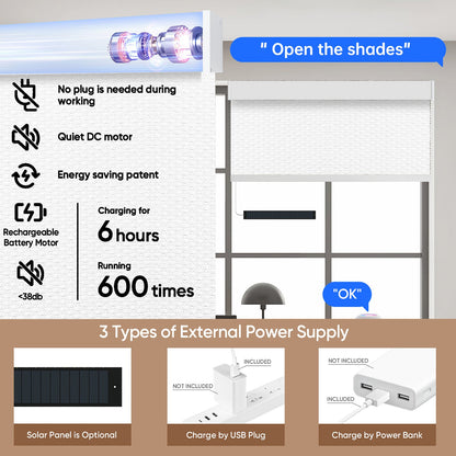 Kincmo No Drill Roller Shades, Motorized 100% Blackout - Groove