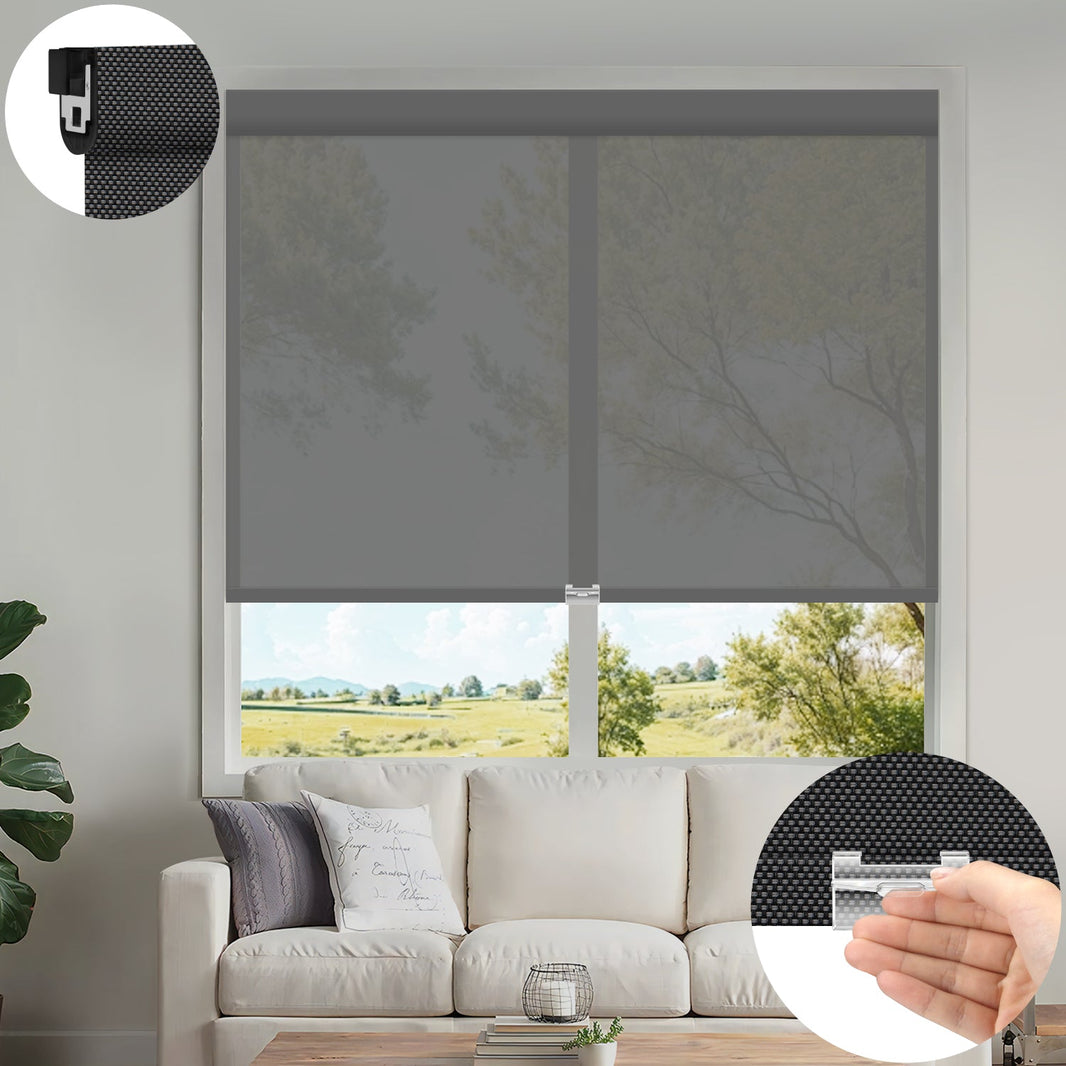 Kincmo No Drill Cordless UV Protection Solar Shades 0%/1%/3%/5% Openness