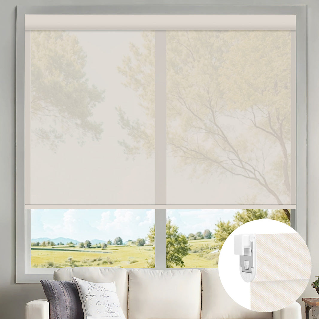 Kincmo No Drill Motorized Solar Shades, 0%/1%/3%/5% Openness For UV Protection