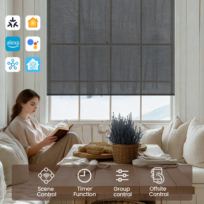 Kincmo Motorized Light Filtering Roller Shades 50% Blackout - Eclipse