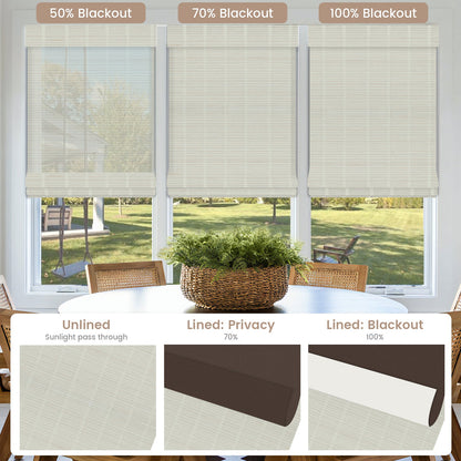 Kincmo Motorized 100% Bamboo Shades 50%/70%/100% Blackout - Pure Bamboo