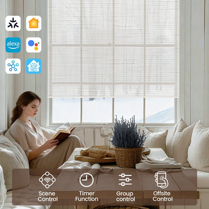 Kincmo Motorized Light Filtering Roller Shades 50% Blackout - Woven