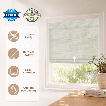 Kincmo Cordless 100% Bamboo Shades 50%/70%/100% Blackout - Pure Bamboo