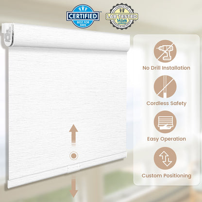 Kincmo No Drill Cordless Roller Shades 100% Blackout - Atlantic