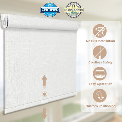 Kincmo No Drill Cordless Roller Shades 100% Blackout - Dreamy