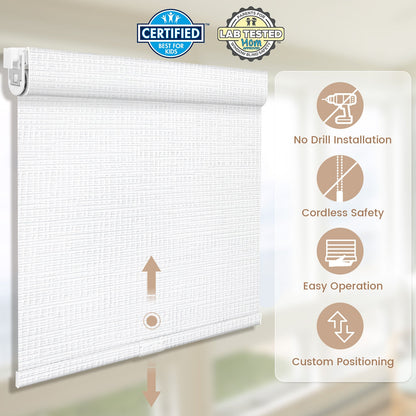 Kincmo No Drill Cordless Roller Shades 100% Blackout - Weave