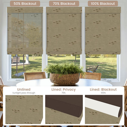 Kincmo Motorized Natural Woven Wood Shades 50%/70%/100% Blackout - Designer