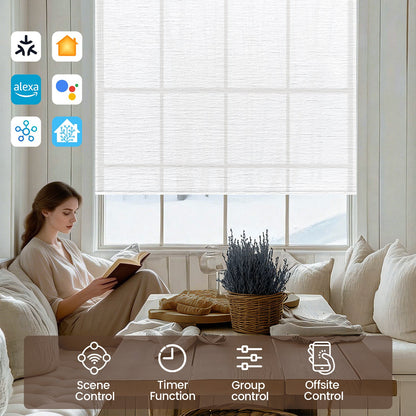Kincmo No Drill Roller Shades, Motorized 60% Blackout Light Filtering - Atlantic