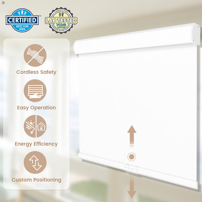 Kincmo Cordless 100% Blackout Roller Shades - WaterProof Vinyl