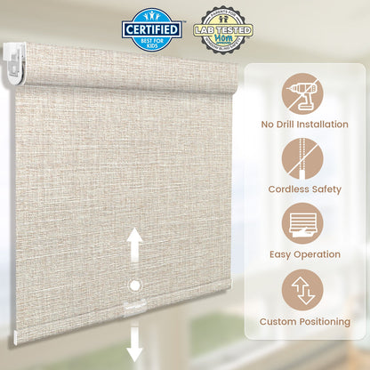 Kincmo No Drill Cordless Roller Shades 100% Blackout - Aurora