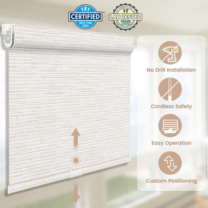 Kincmo No Drill Cordless Roller Shades 100% Blackout - Aqua Waves