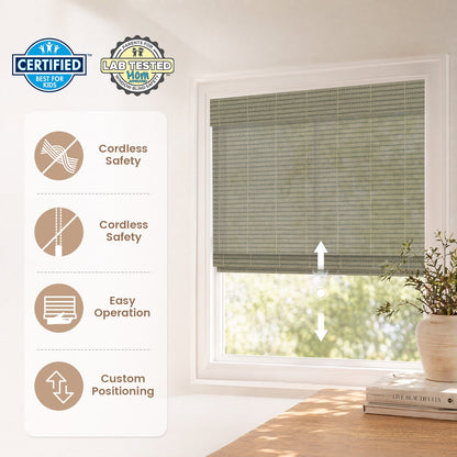 Kincmo Cordless Woven Wood Shades 50%/70%/100% Blackout - Organic Texture