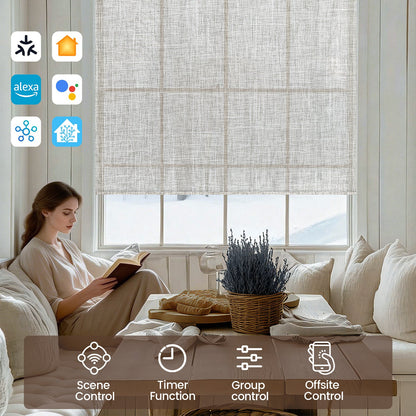 Kincmo Motorized Light Filtering Roller Shades 75% Blackout - Mist