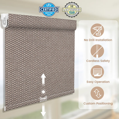 Kincmo No Drill Cordless Roller Shades 100% Blackout - Groove