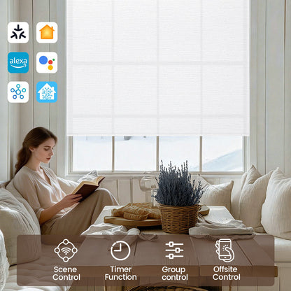 Kincmo Motorized Light Filtering Roller Shades 75% Blackout - Elegant