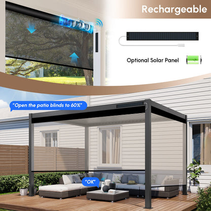 Kincmo Motorized Outdoor Shades 0%/1%/3%/5% Openness
