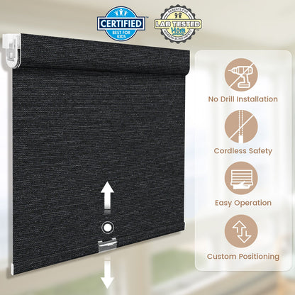 Kincmo No Drill Cordless Roller Shades 100% Blackout - Starscape