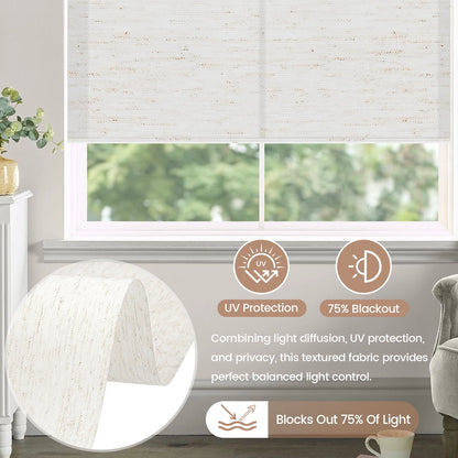 Kincmo No Drill Roller Shades, Motorized 75% Blackout Light Filtering - Linen